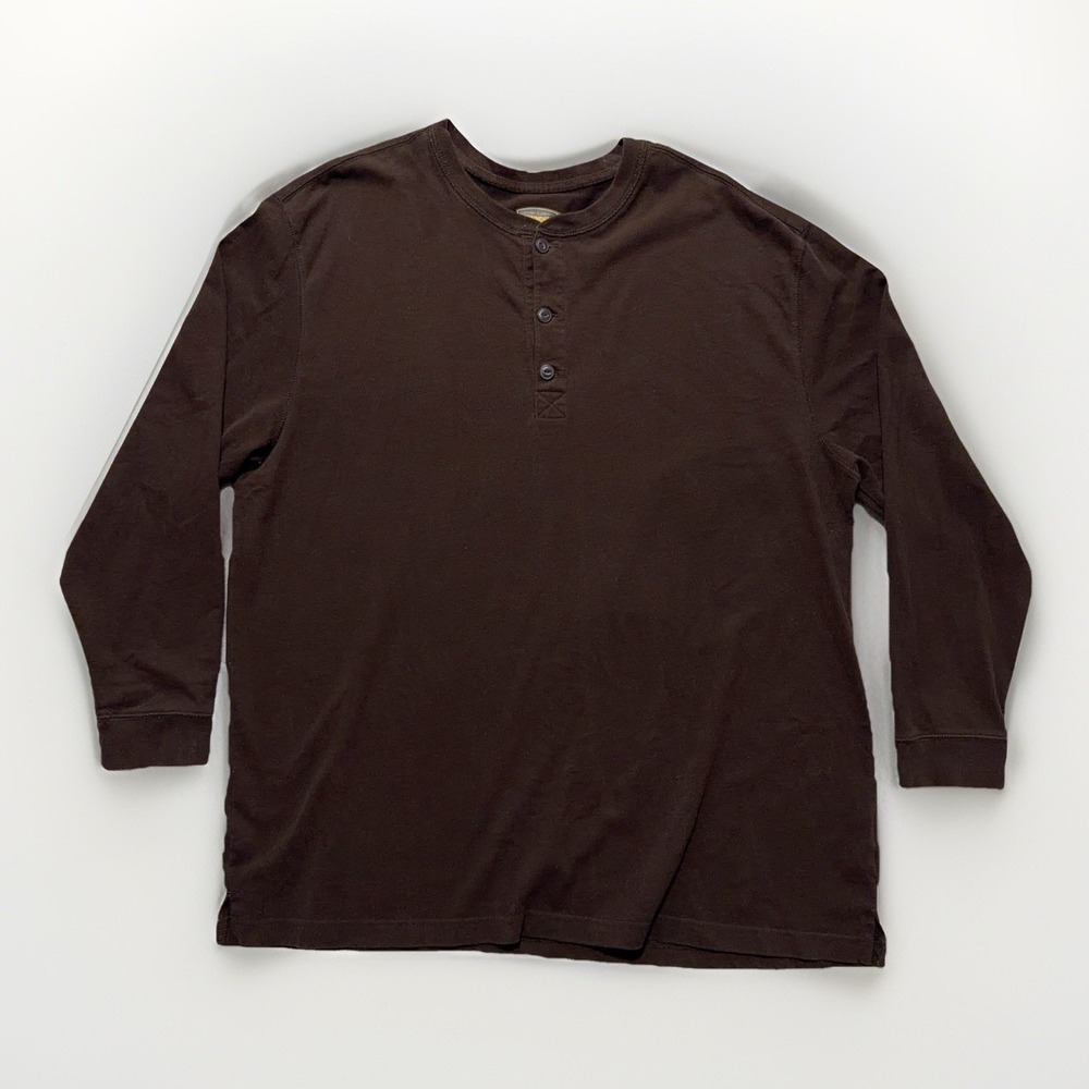 The Foundry Supply Co. Men's 2XL Brown Henley Long Sleeve Shirt 100% Cotton